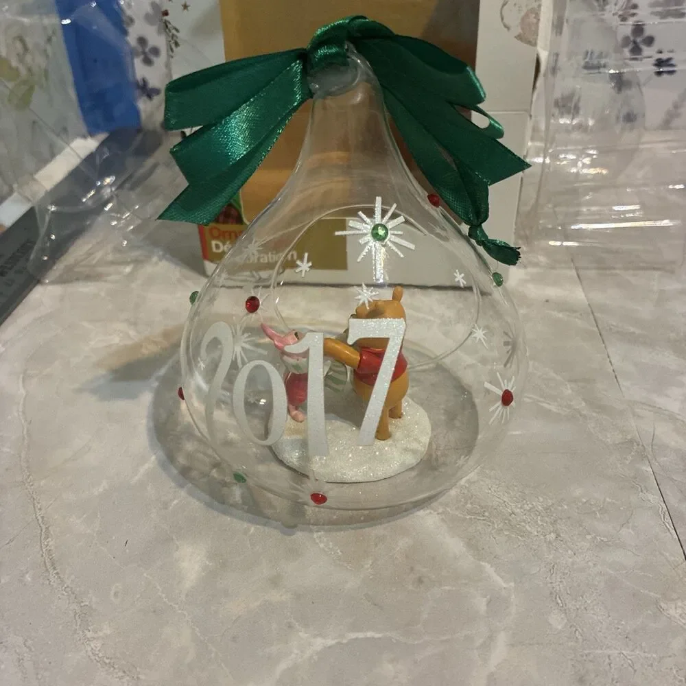 Disney Store Sketchbook Disney Winnie the Pooh & Piglet Glass Holiday Ornament